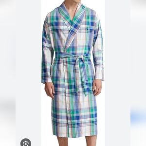 Polo Ralph Lauren Men's Plaid Woven Cotton Robe L/XL Sleepwear